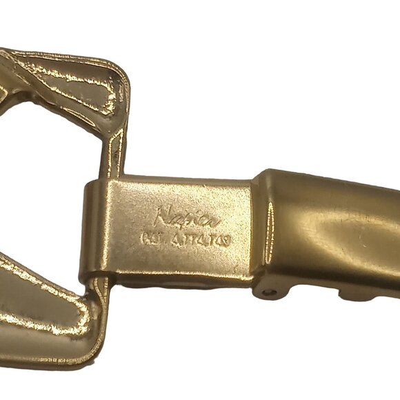 Napier Signed Bracelet Gold-Tone Black Enamel Art Deco Link Chain Style 7" Long - Picture 8 of 12